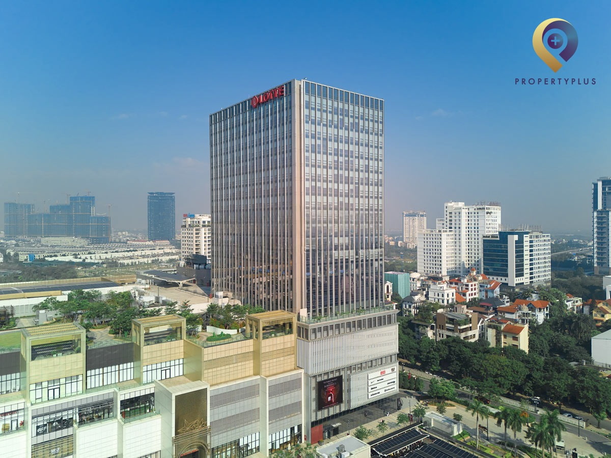 Toàn cảnh tòa nhà văn phòng Lotte Mall Westlake tại Hà Nội dưới ánh nắng ban ngày - hình ảnh từ Property Plus